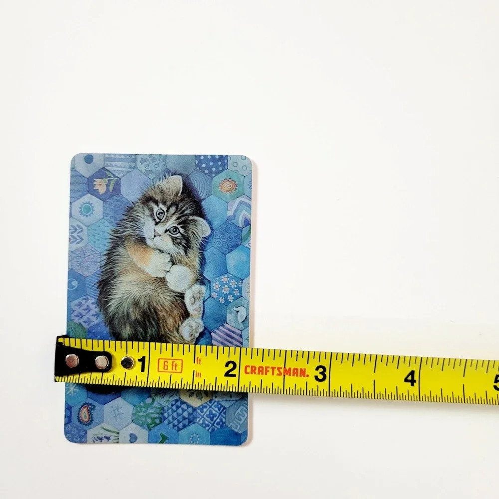 VTG 90s Lesley Ivory Cats Card Bookmark- Agneatha Kitten Quilt 1990 Antioch W222